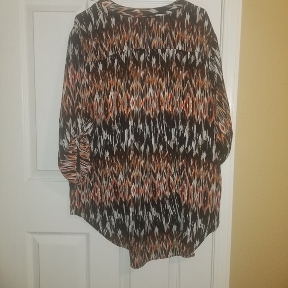 Cato 22/24 Black/White/Brown/Orange Blouse - Picture 2 of 8